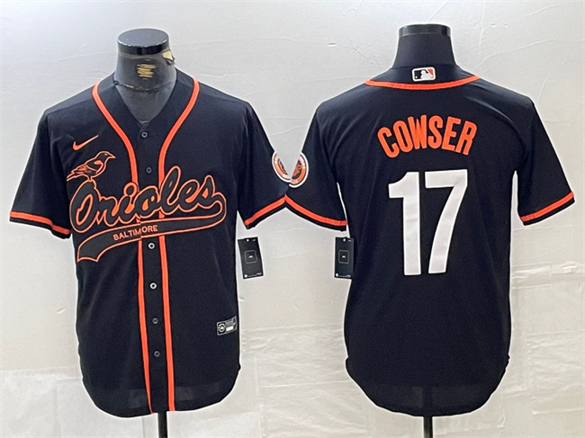 Men's Baltimore Orioles #17 Colton Cowser Black Cool Base Stitched Baseball Jersey